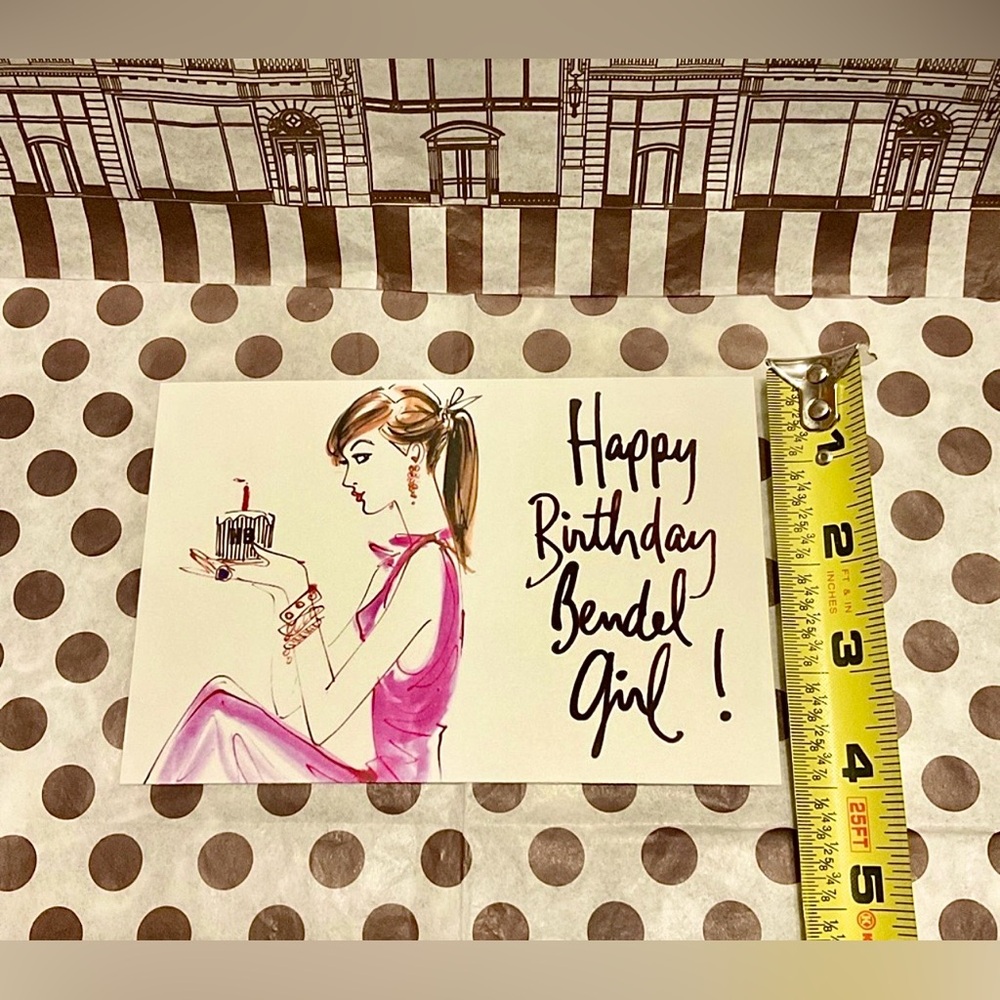 HENRI BENDEL Happy Birthday Card with Pink Bendel Girl Illustration 🎉🎂🎁💖 - Picture 3 of 3
